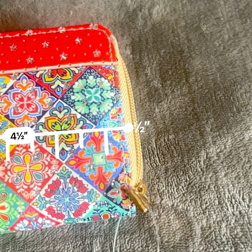 Vibrant Red and Blue‎ Quilted Wallet